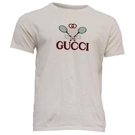 Gucci-Gucci GG Tennis Embroidery Oversized T-Shirt in White Cotton-White