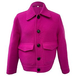 AMI Boxy Fit Double Face Coat in Pink Wool Brown Pink