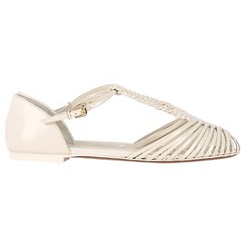 Zimmermann Celesta Caged Flat Sandals in White Leather White