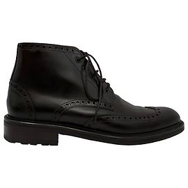 Stivaletti stringati brogue Manolo Blahnik in pelle nera Nero