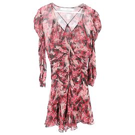 Iro Rüschendes Mini-Kleid mit Blumenmuster aus Multicolor Viskose Mehrfarben