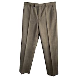 Gucci- Gucci Herringbone Striped Trousers in brown Wool-Brown,Red
