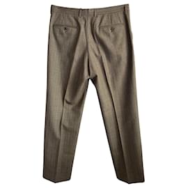 Gucci- Gucci Herringbone Striped Trousers in brown Wool-Brown,Red