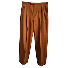 Gucci- Gucci Pleated Folded Hem Trousers in Rust Orange Wool-Other,Orange