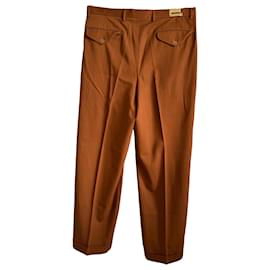 Gucci- Gucci Pleated Folded Hem Trousers in Rust Orange Wool-Other,Orange