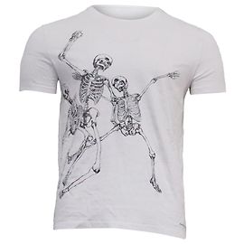 Camiseta Alexander McQueen Esqueletos Bailarines en Algodón Blanco Blanco