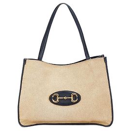 Gucci Horsebit 1955 Canvas-Leder Tote Bag Beige Marineblau