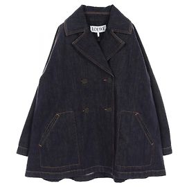 Loewe Denim Cotton Coat Blue Navy blue
