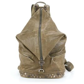 Jimmy Choo Fitzroy Nietenstern Leder Rucksack Grün Khaki