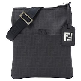 Fendi Men's Zucca Coated Canvas Shoulder Bag Black