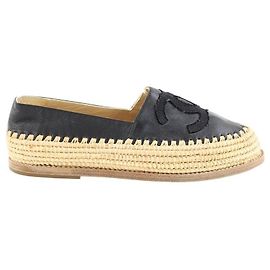 Chanel Schwarze Leder-Espadrilles Schwarz