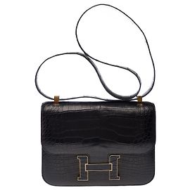 Hermès Bolsa HERMES Constance em Couros Exóticos Preto - 102861 Preto