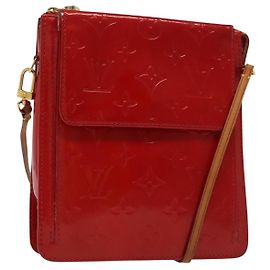 LOUIS VUITTON Monogram Vernis Motto Accessory Pouch Red M91137 LV Auth 139932 Red