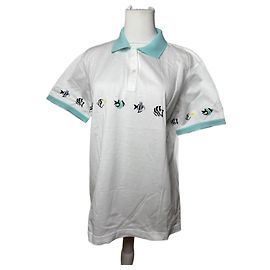 Polo Vintage Dior Peixe Branco Turquesa L Branco