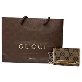 Porte-clés vintage Gucci monogram beige blanc Blanc