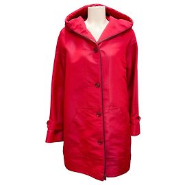 Akris Red Cashmere Lined Tessuto Parka Coat Red