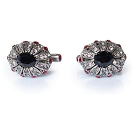 Alexander McQueen, cufflinks with stones Black Silvery White Red