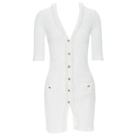 Chanel 09P Langer weißer Baumwoll Cardigan Weiß