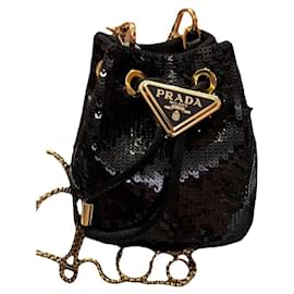 Prada Sequin Mini Pouch Black Black