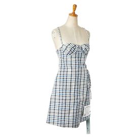 Off White OFF-WHITE Karo Baumwollkleid Weiß Mehrfarben