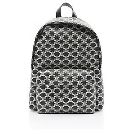 Céline Celine Triomphe PVC Coated Canvas Leather Backpack Black Cream