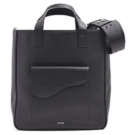 Bolsa 2 em 1 em couro de bezerro texturizado Christian Dior Preto
