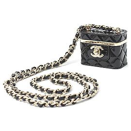 Chanel Plastic Matelasse Vanity Chain Pouch B22K Black