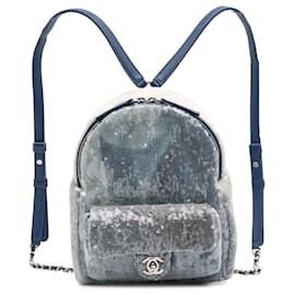 Chanel Blue Sequin Waterfall Backpack Blue