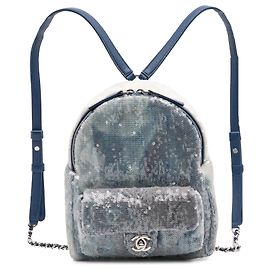 Sac à dos cascade en sequins bleus Chanel Bleu