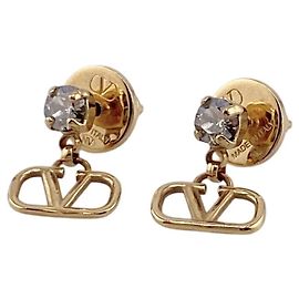 Pendientes de strass chapados en oro Valentino Dorado