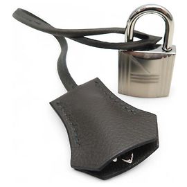 Hermès NEW HERMES EPSOM LEATHER ZIPPER PULL WITH BELL IN ETCH + SILVER PADLOCK Grey