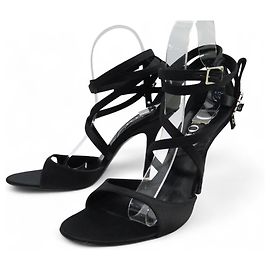 NEUE CHRISTIAN DIOR EBUCKLES SANDALEN 40 SATIN + BOX Schwarz