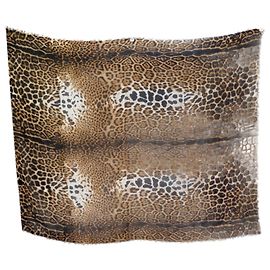 YVES SAINT LAURENT LEOPARD PATTERN SHAWL 180 CM IN SILK & CASHMERE + BOX Other