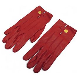 Hermès HERMES CLOU DE SELLE T6 RED LEATHER GLOVES Red