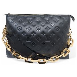 NEUE LOUIS VUITTON COUSSIN MM MONOGRAMM PRÄGUNG LEDER HANDTASCHE Schwarz