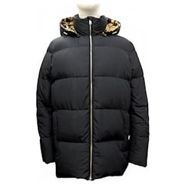 Versace-NOVO CASACO VERSACE PUFFER CAPUZ BAROCCO 1002793 M 48 CASACO JAQUETA-Preto
