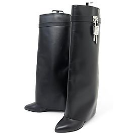 CHAUSSURES GIVENCHY BOTTES SHARK LOCK BE702XE1NG-001 39.5 CUIR NOIR BOOTS Noir
