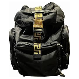 Versace Greca Nylon Backpack Black