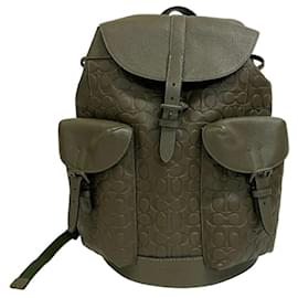 COACH CAK26 Embossed Drawstring Warner Backpack Khaki
