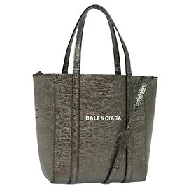 BALENCIAGA Bolsa Tote XS em couro prata Auth hk2944 Prata