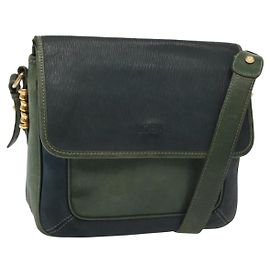 LOEWE Velazquez Borsa a Spalla in Pelle Verde Oro Auth bs28944 D'oro Verde