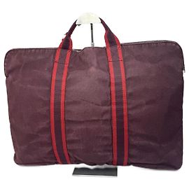 Bolsa de viagem em lona vintage Hermès roxa Roxo