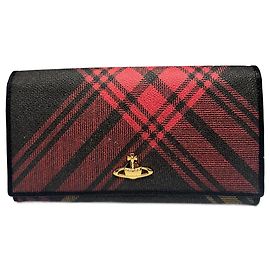 Vintage Vivienne Westwood checked leather wallet black red Black