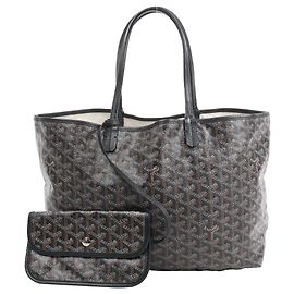 Borsa a Spalla Goyard Saint Louis PM in PVC e Pelle Nera Beige