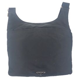 Prada Nylon Tessuto Triangle Logo Shoulder Bag Black