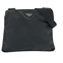 Bolsa transversal em nylon tessuto com logo triangular Prada Preto
