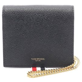 Thom Browne Leder Kartenetui Schwarz Schwarz