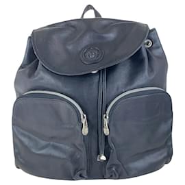 Versace Leather Backpack Black Silver Hardware Black
