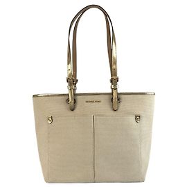 Bolsa Tote de Lona Jet Set Travel da Michael Kors Marrom Bege
