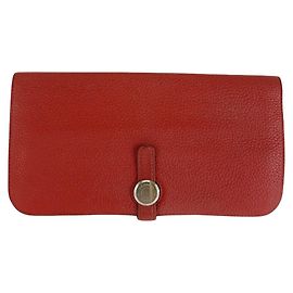 Cartera Longa Dogon Hermès Roja Plata Roja